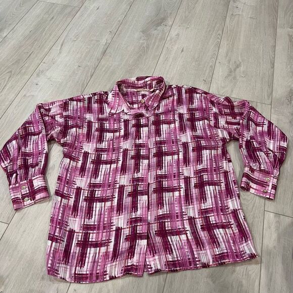 SOFT SURROUNDINGS Womens Porta Blouse Absta Mgnta PM- Long sleeve, Sz M - Picture 1 of 7